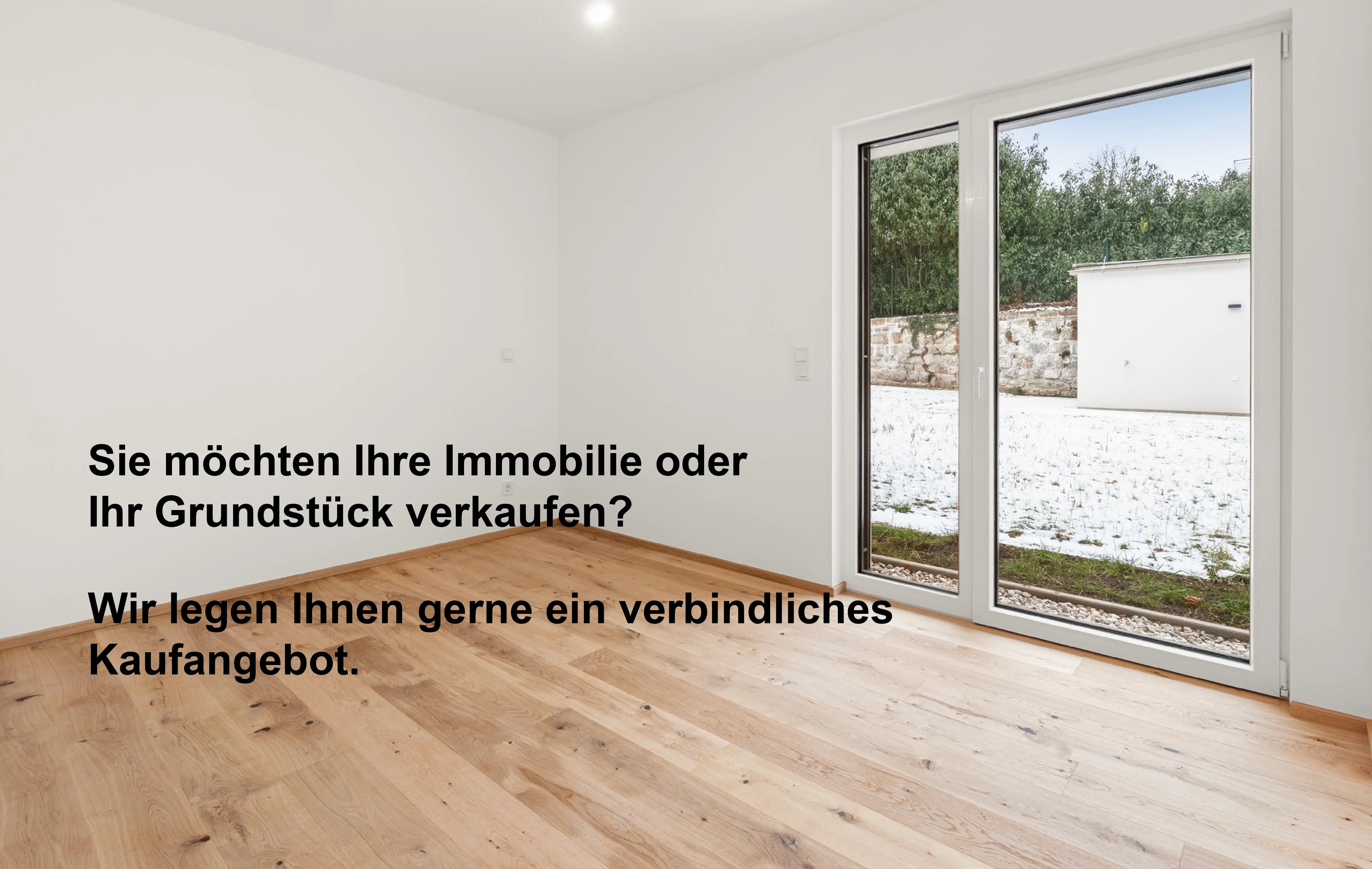 Innenraum Neubauprojekt HS51, Fensterfläche mit Gartenblick